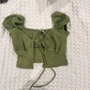 Princess polly Green Ribbed Women's Top